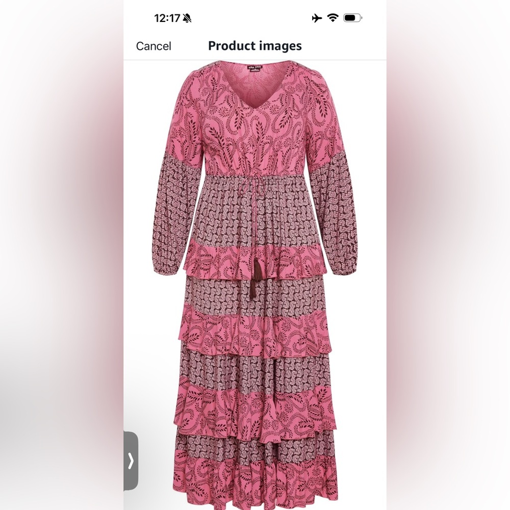 Elegant Pink Patterned Maxi Dress- City Chic - Picture 4 of 6